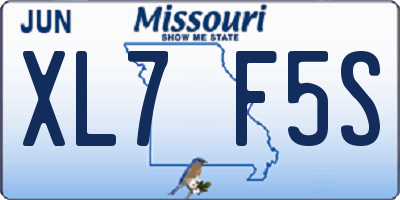 MO license plate XL7F5S