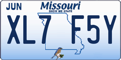 MO license plate XL7F5Y