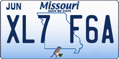 MO license plate XL7F6A