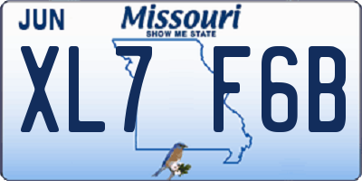 MO license plate XL7F6B