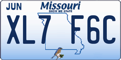 MO license plate XL7F6C