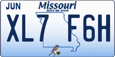 MO license plate XL7F6H