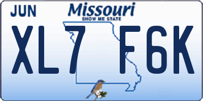 MO license plate XL7F6K
