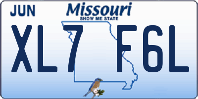 MO license plate XL7F6L