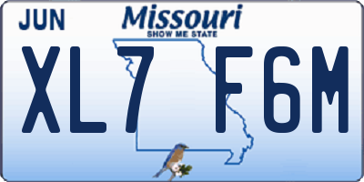 MO license plate XL7F6M