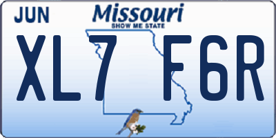 MO license plate XL7F6R