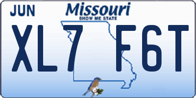 MO license plate XL7F6T