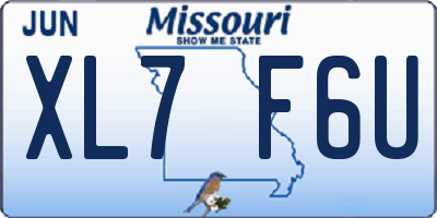 MO license plate XL7F6U