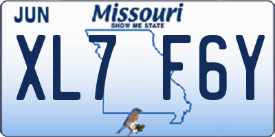 MO license plate XL7F6Y