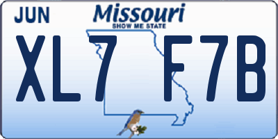 MO license plate XL7F7B