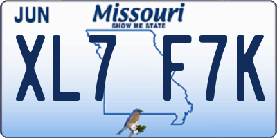 MO license plate XL7F7K