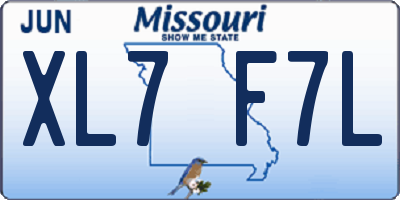 MO license plate XL7F7L