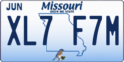 MO license plate XL7F7M