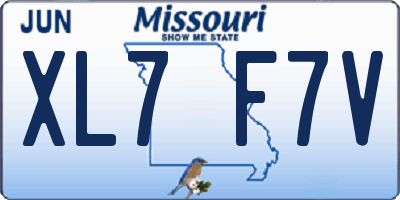 MO license plate XL7F7V