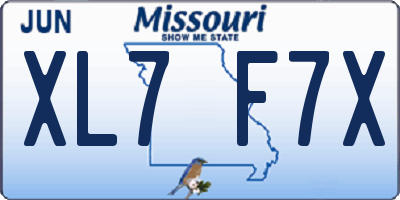 MO license plate XL7F7X