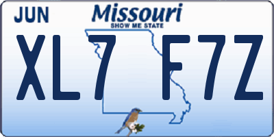 MO license plate XL7F7Z