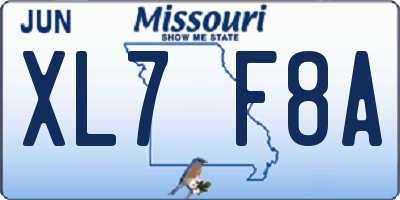 MO license plate XL7F8A