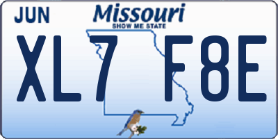 MO license plate XL7F8E