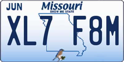 MO license plate XL7F8M