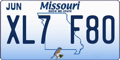 MO license plate XL7F8O