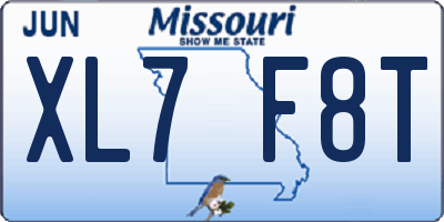 MO license plate XL7F8T