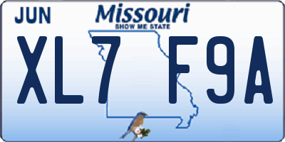 MO license plate XL7F9A