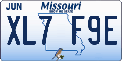 MO license plate XL7F9E