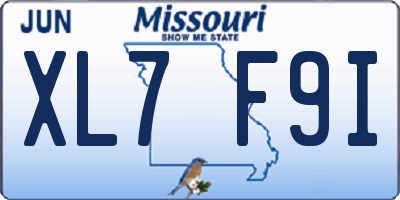 MO license plate XL7F9I