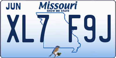 MO license plate XL7F9J