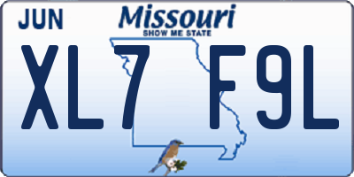 MO license plate XL7F9L