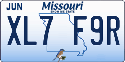 MO license plate XL7F9R