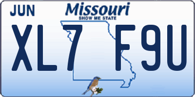 MO license plate XL7F9U