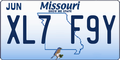 MO license plate XL7F9Y