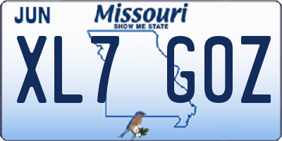 MO license plate XL7G0Z