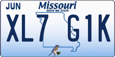 MO license plate XL7G1K