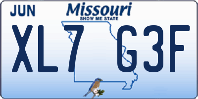 MO license plate XL7G3F