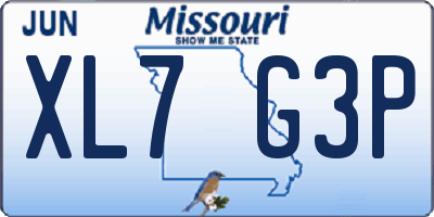 MO license plate XL7G3P