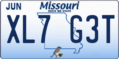 MO license plate XL7G3T