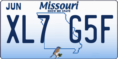 MO license plate XL7G5F