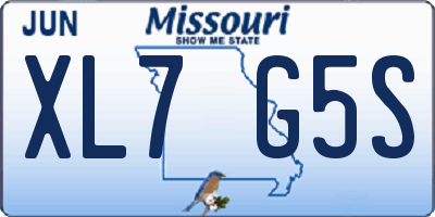 MO license plate XL7G5S