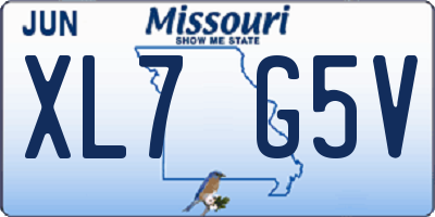 MO license plate XL7G5V