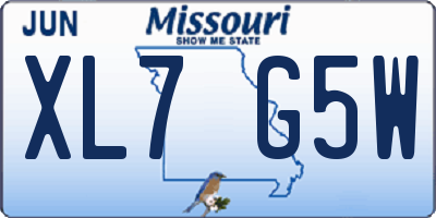 MO license plate XL7G5W