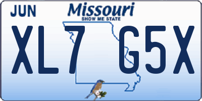 MO license plate XL7G5X