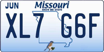 MO license plate XL7G6F