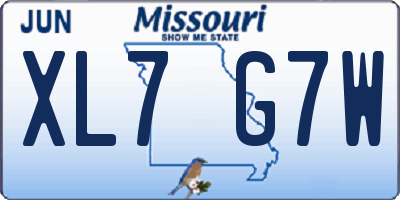 MO license plate XL7G7W
