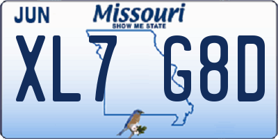 MO license plate XL7G8D