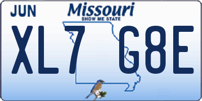 MO license plate XL7G8E