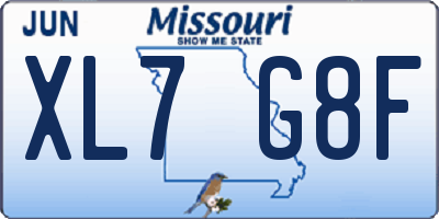MO license plate XL7G8F