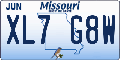 MO license plate XL7G8W