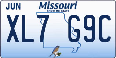 MO license plate XL7G9C